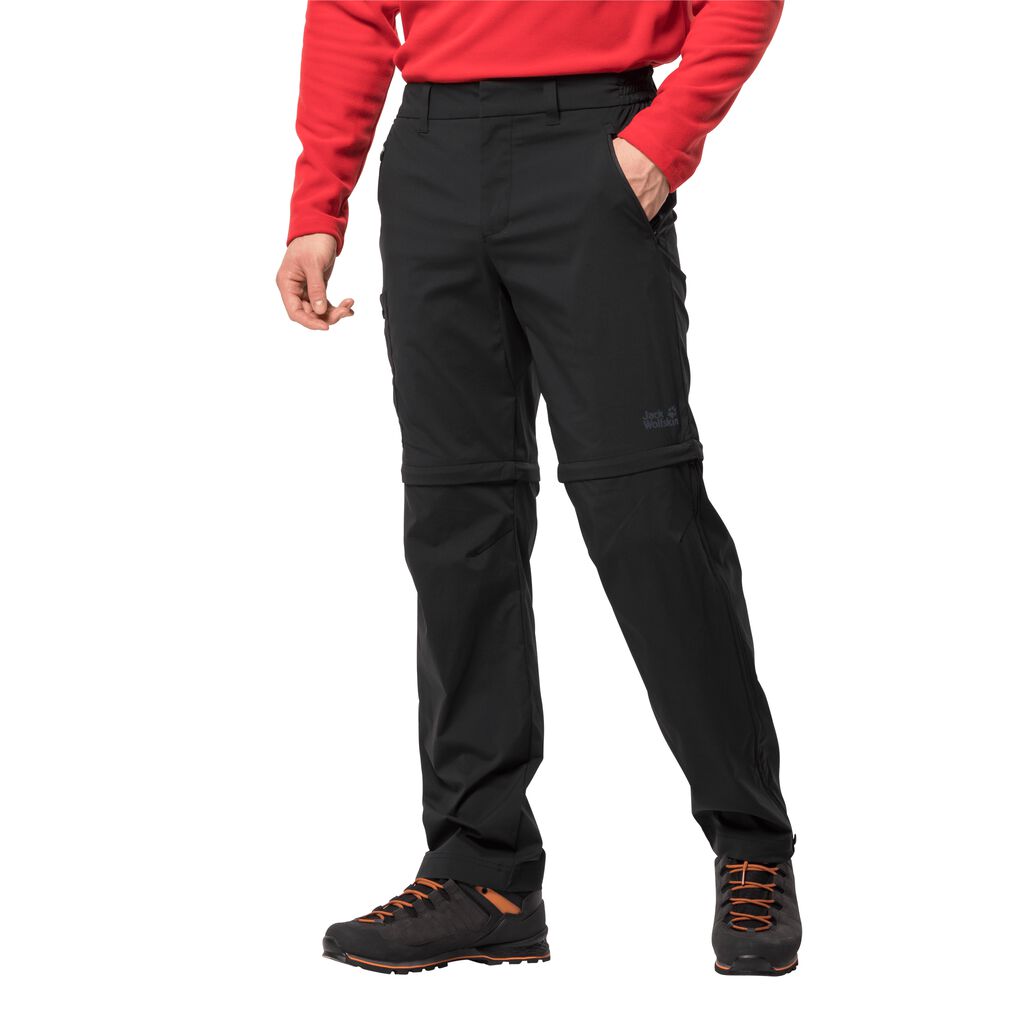 Jack Wolfskin OVERLAND Zippé AWAY Pantalons Homme Noir - CFDVSME-29